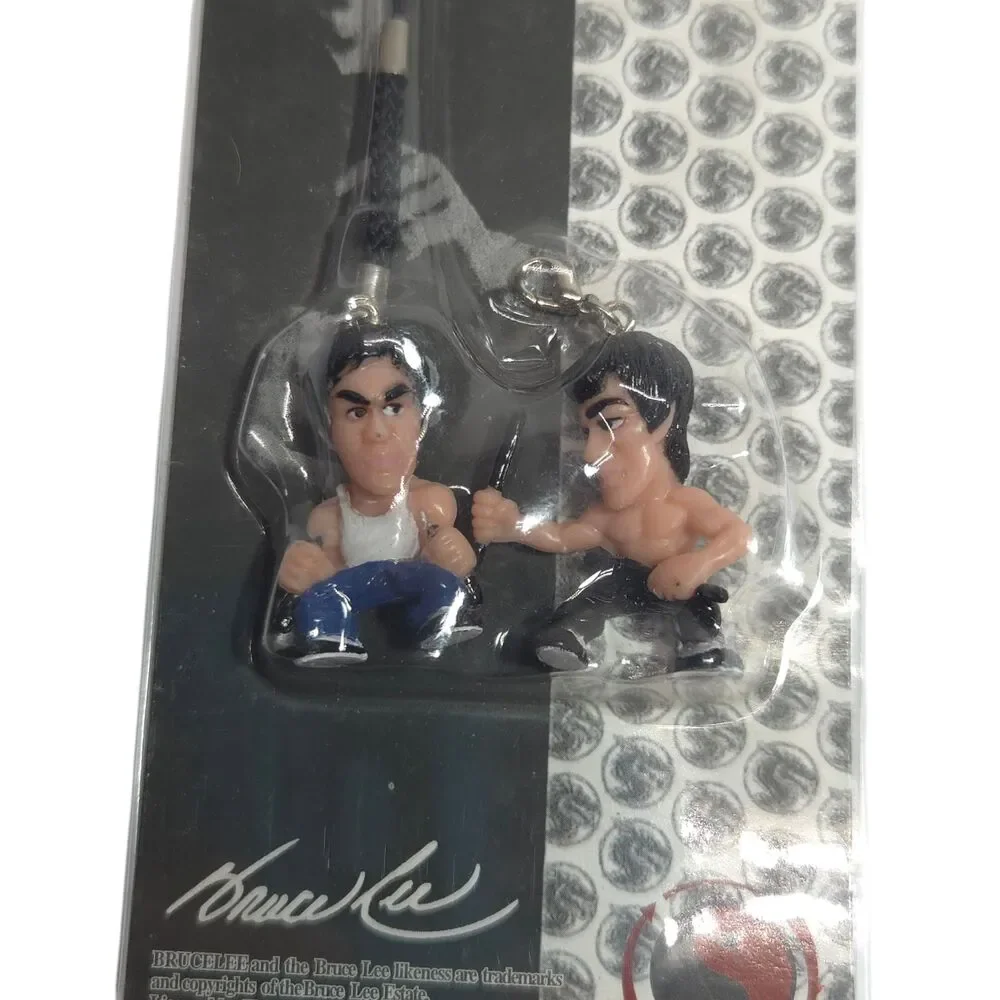 Vintage Y2K Bruce Lee Mascot Figure Phone Strap Keychain Charm Novelty Fight - Picture 3 of 4